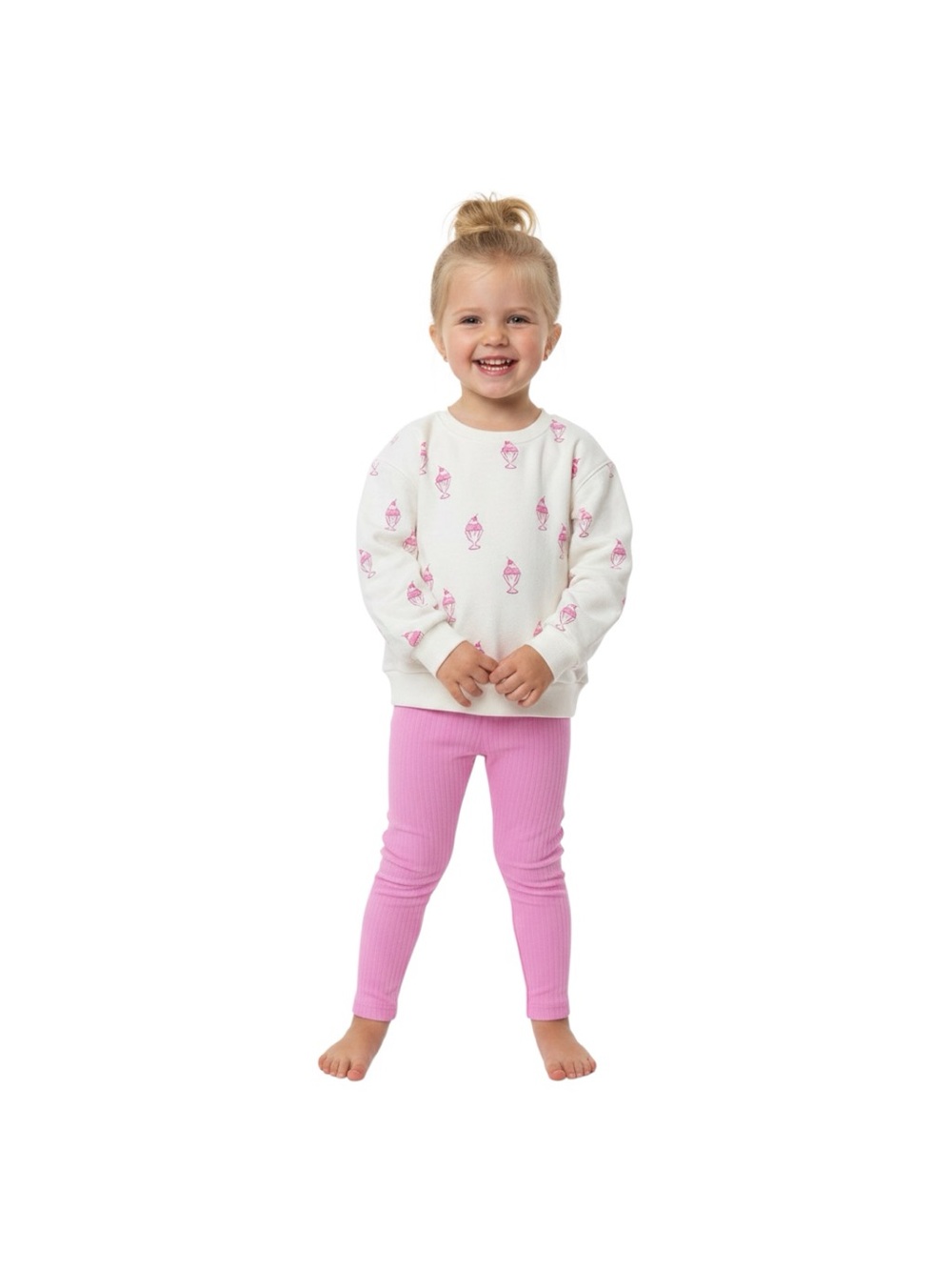 Cat & Jack - Ice Cream Crew Neck Sweatshirt & Pink Ribbed Leggings for Kids